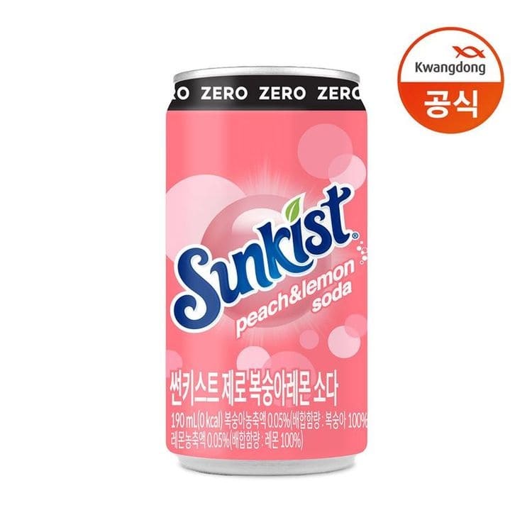 ［광동］썬키스트 제로 복숭아 레몬 소다 190ml