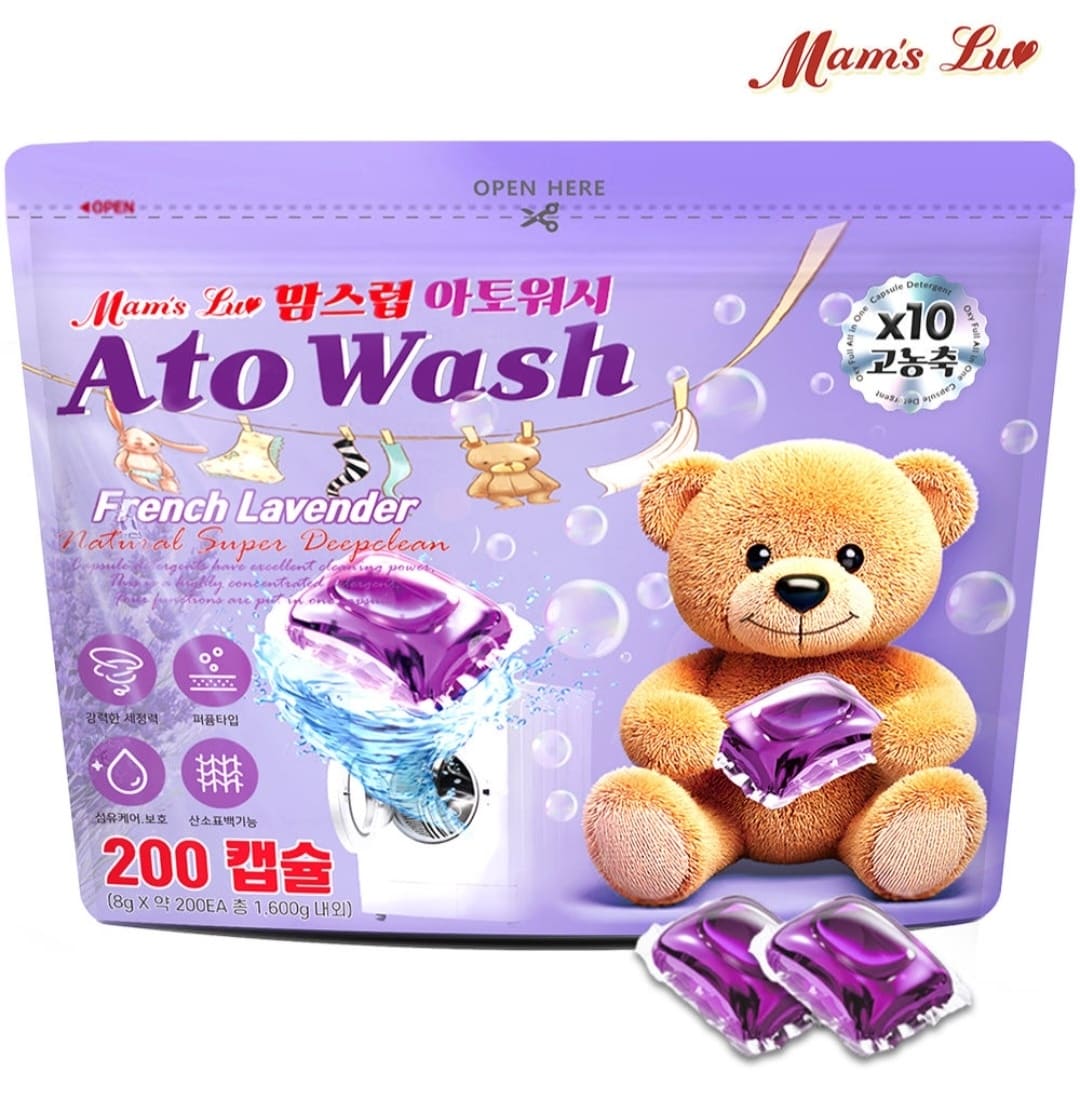 ［티에스코리아］맘스럽 아토워시 캡슐세제 파우치형 프렌치 라벤더향 8g×5개