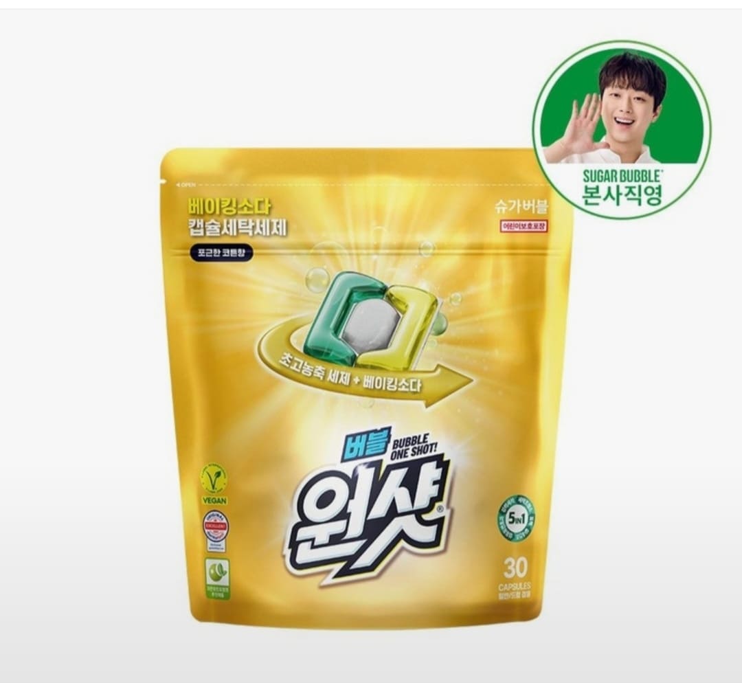 ［슈가버블］버블원샷 베이킹소다 캡슐세제 16g*30입 (코튼향)
